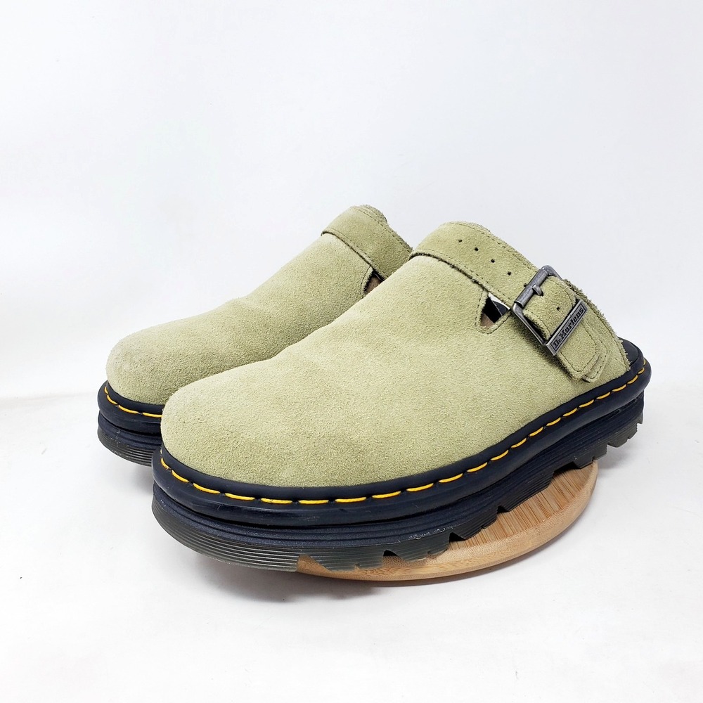 Dr Martens Shoes Mens 11 Zebzag Mule Green Suede Strap Chunky Platform Shoes - Picture 2 of 14